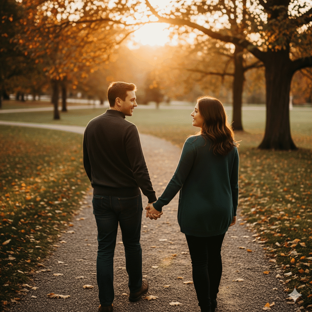 Happy couple holding hands symbolizing emotional intimacy